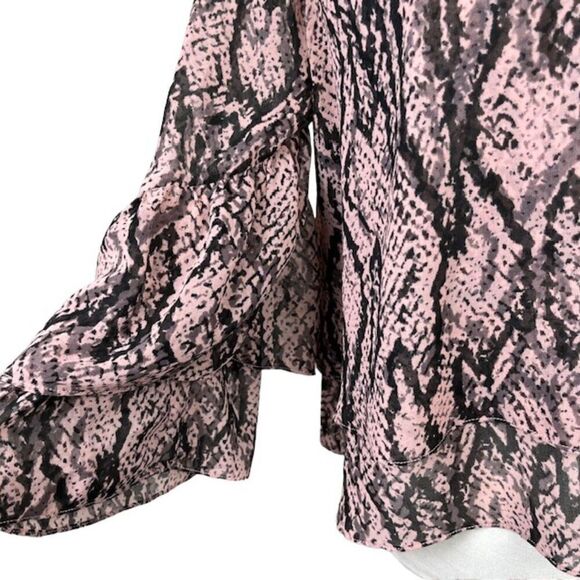 BB Dakota Snakeskin Print Pink Black Layered Cropped Wide Sleeve Size Large - Picture 3 of 11